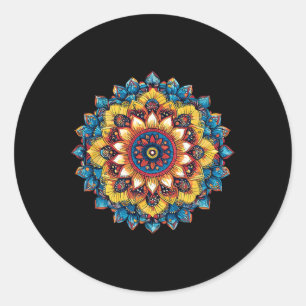 Colorful Lotus Mandala Yoga Meditation Boho Classic Round Sticker