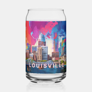 Colorful Louisville Skyline Can Glass