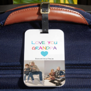 Colorful “Love You Grandpa” Text and Custom Photo  Luggage Tag