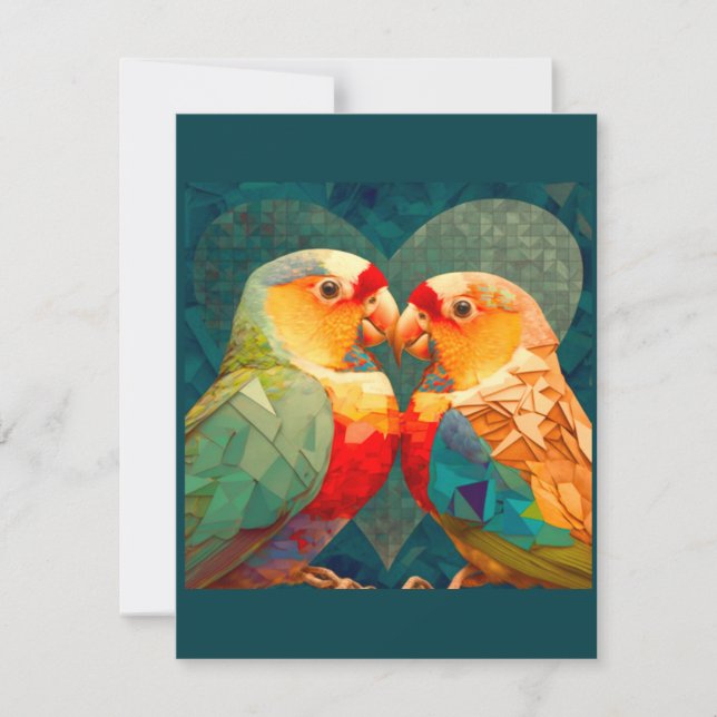 COLORFUL LOVEBIRD, CUTE LOVE BIRD CARD (Front)