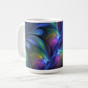 Colorful Luminous Abstract Blue Pink Green Fractal Coffee Mug