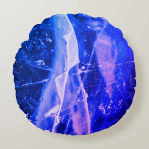 Colorful Luminous Abstract Blue White Navy Legging Round Cushion