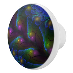 Colorful Luminous Abstract Modern Trippy Fractal Ceramic Knob