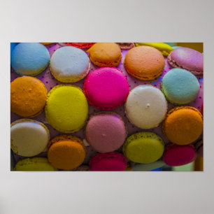 Colorful Macarons Tasty Baked Dessert Poster