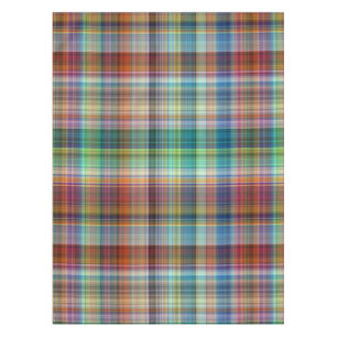 Colorful Madras Plaid Stripe Pattern Tablecloth