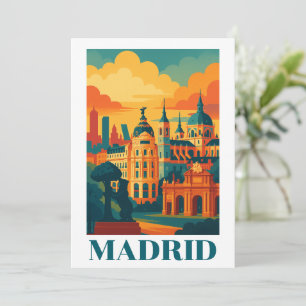 Colorful Madrid Spain Vintage Travel Card