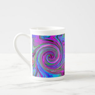 Colorful Magenta Swirl Retro Abstract Design Bone China Mug