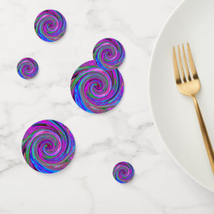 Colorful Magenta Swirl Retro Abstract Design Confetti