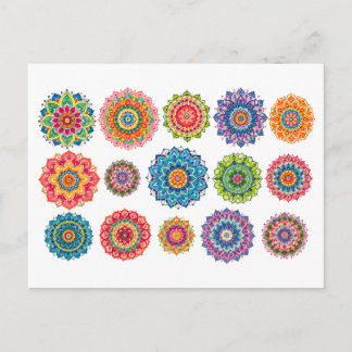 Colorful Mandala Collage Postcard