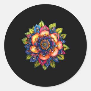 Colorful Mandala Lotus Flower Boho Yoga Meditation Classic Round Sticker
