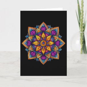 Colorful Mandala Meditation Lotus Card