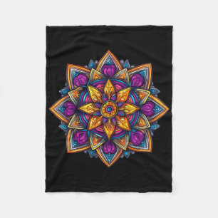 Colorful Mandala Meditation Lotus Fleece Blanket