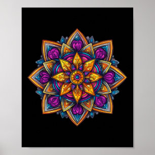 Colorful Mandala Meditation Lotus Poster