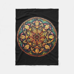 Colorful Mandala Sacred Geometry Meditation Fleece Blanket