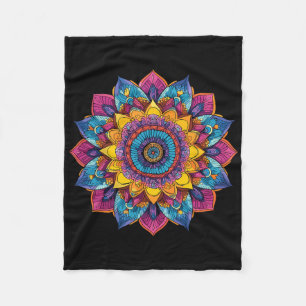 Colorful Mandala Sacred Geometry Yoga Zen Fleece Blanket