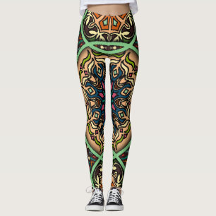 Colorful Mandala: Vintage Floral Hand Drawn Leggings