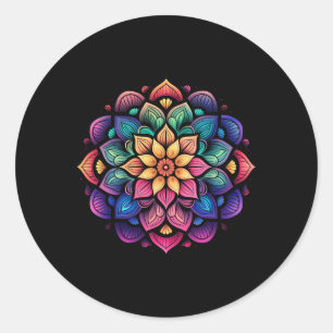 Colorful Mandala Yoga Meditation Spiritual Cute Lo Classic Round Sticker
