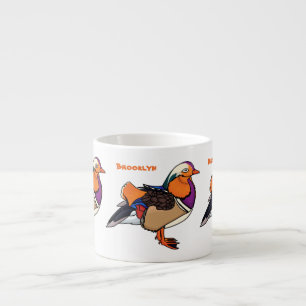 Colorful mandarin duck illustration espresso cup