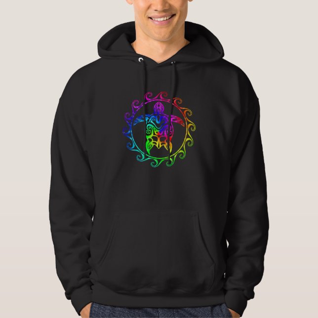 Colorful Maori Turtle Polynesian Hawaiian Hoodie (Front)