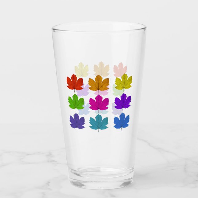 Colorful maple leaves glass (Front)