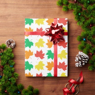 Colorful maple leaves pattern wrapping paper