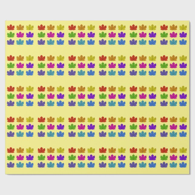 Colorful maple leaves wrapping paper (Flat)
