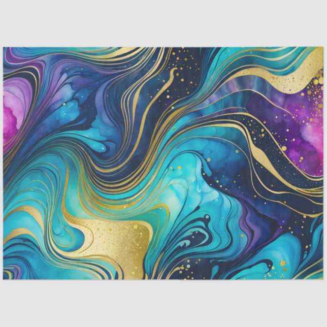Colorful Marble Ink Art Tissue Paper (Front)