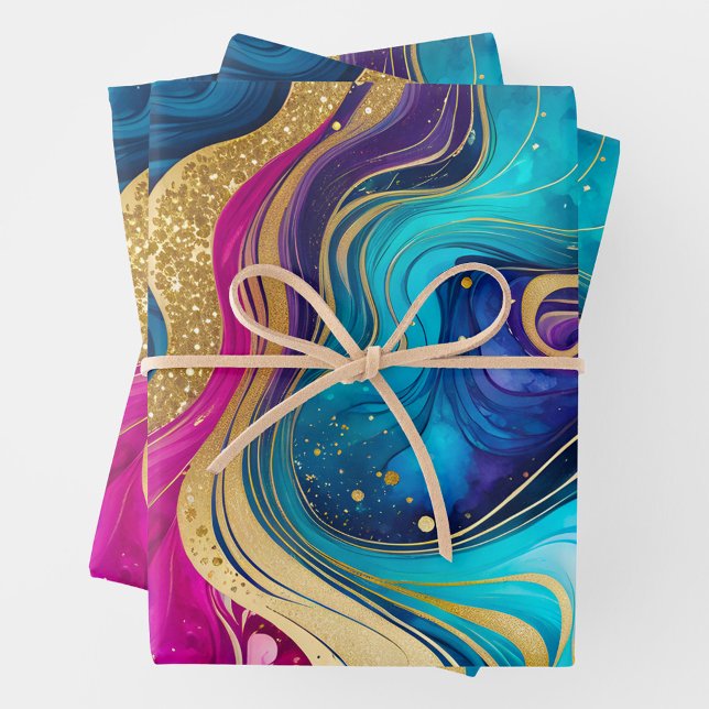Colorful Marble Ink Art Wrapping Paper Sheets (Creator Uploaded)