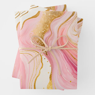 Colorful Marble Ink Art Wrapping Paper Sheets