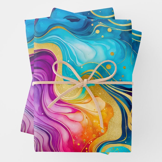Colorful Marble Ink Art Wrapping Paper Sheets (Creator Uploaded)