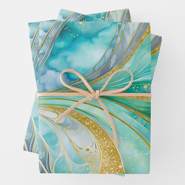 Colorful Marble Ink Art Wrapping Paper Sheets (Creator Uploaded)