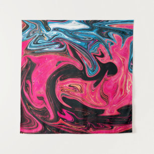 Colorful marbleized painting background. Liquid ma Tapestry