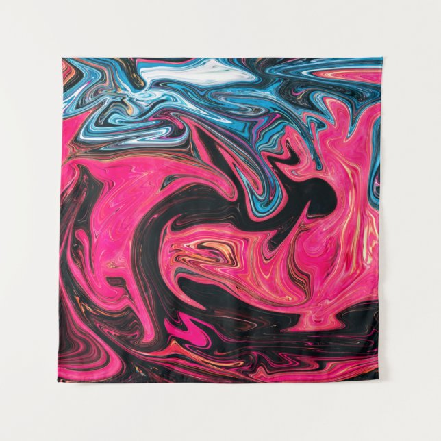Colorful marbleized painting background. Liquid ma Tapestry (Front)