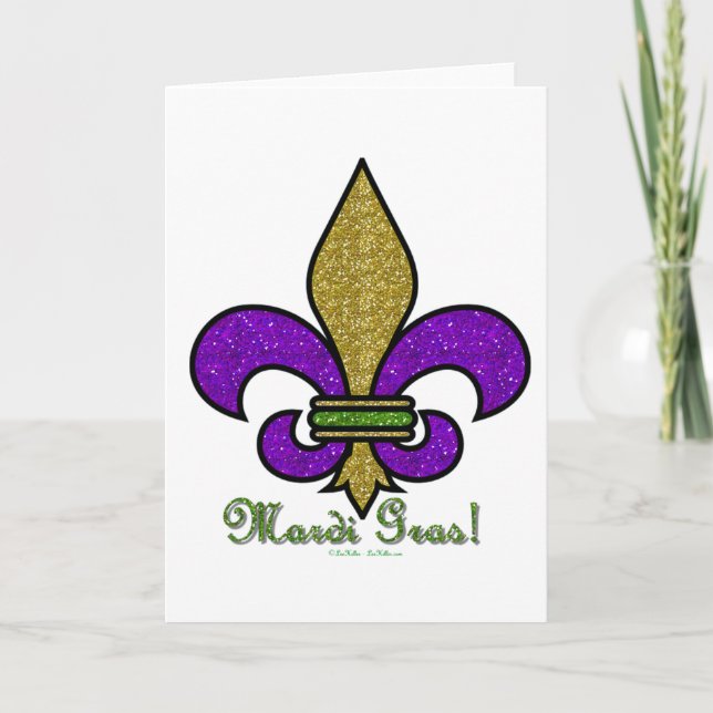 Colorful Mardi Gras Fleur De Lis Card (Front)
