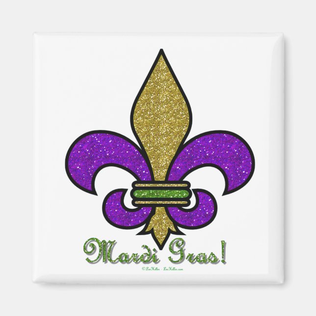 Colorful Mardi Gras Fleur De Lis Magnet (Front)