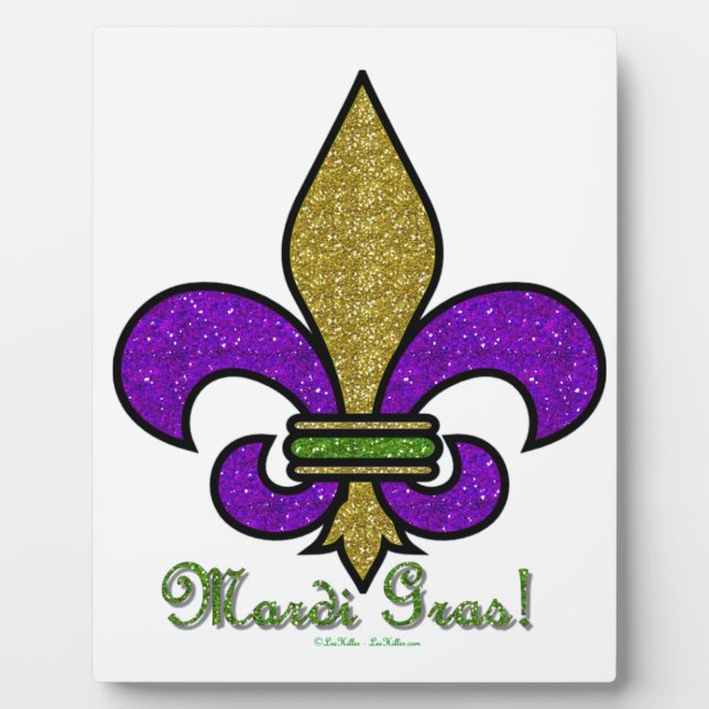 Colorful Mardi Gras Fleur De Lis Plaque (Front)