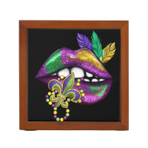 COLORFUL MARDI GRAS LIPS AND HEARTS