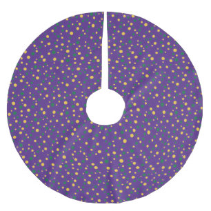 Colorful Mardi Gras polka dot Brushed Polyester Tree Skirt