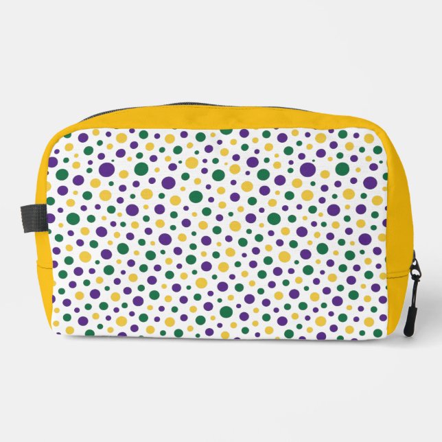 Colorful Mardi Gras polka dot Dopp Kit (Front)