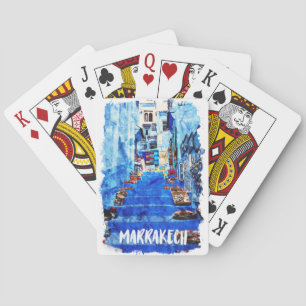 Colorful Marrakech Morocco Architecture Watercolor Playing Cards