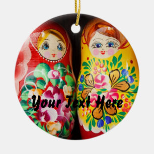 Colorful Matryoshka Dolls Ceramic Ornament