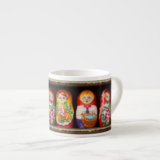 Colorful Matryoshka Dolls Espresso Cup (Front Right)