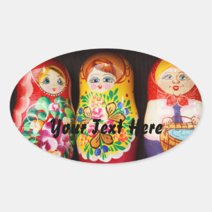Colorful Matryoshka Dolls Oval Sticker