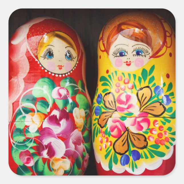 Colorful Matryoshka Dolls Square Sticker (Front)