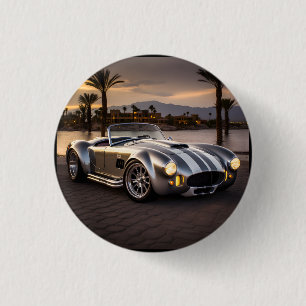 Colorful matte race car 3 cm round badge