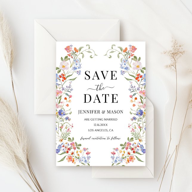 Colorful Meadow Flower Wildflower Save The Date Invitation (Creator Uploaded)