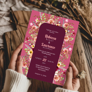 Colorful meadows flowers wedding invitation