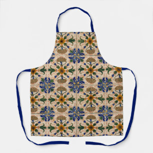 Colorful Mediterranean Vintage Floral Pattern Apron