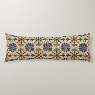 Colorful Mediterranean Vintage Floral Pattern Body Cushion