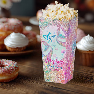 Colorful Mermaid Fifth birthday pop corn Favour Box